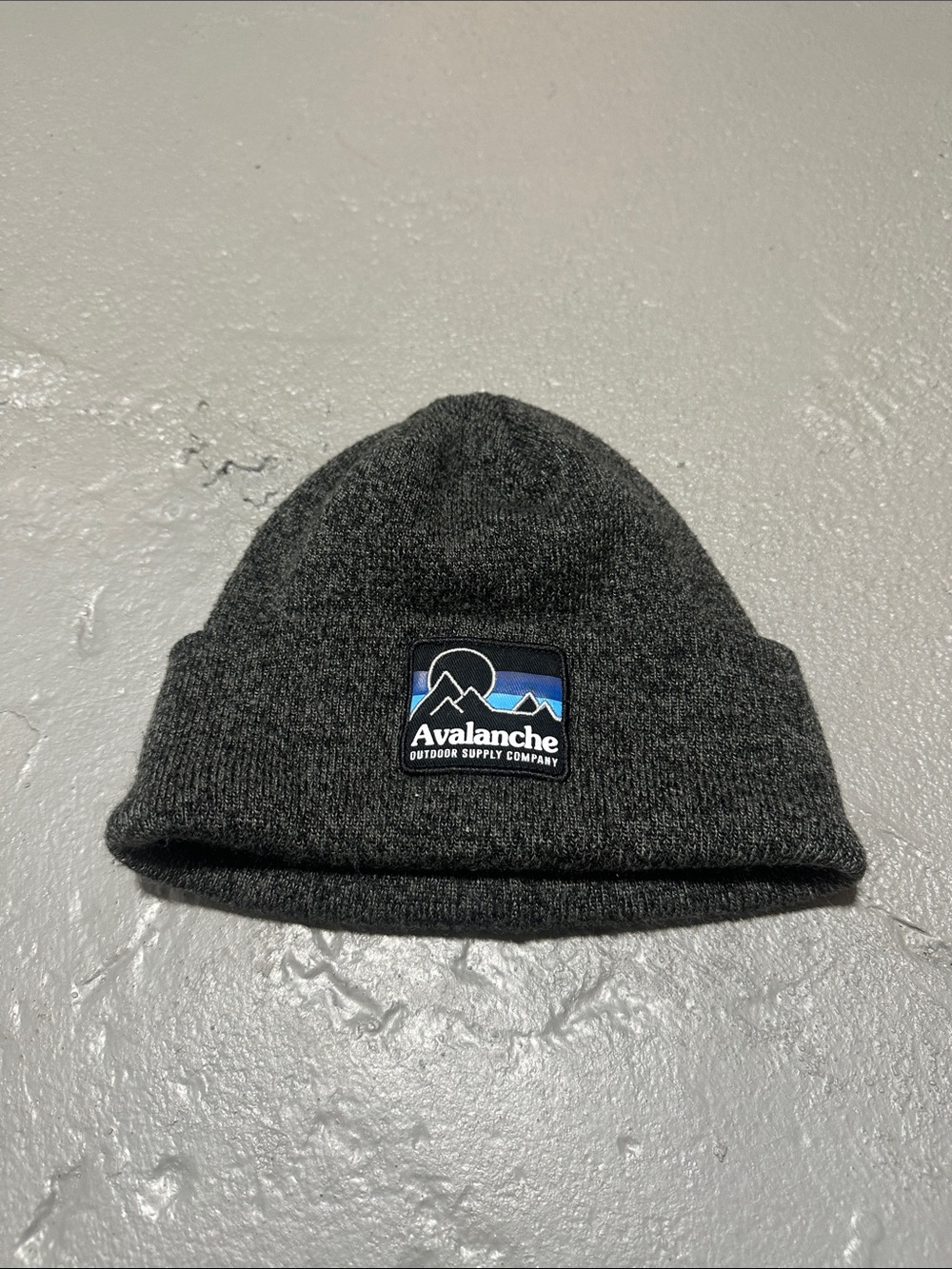 Avalanche Charcoal Ribbed Knit Beanie with Mountain Patch